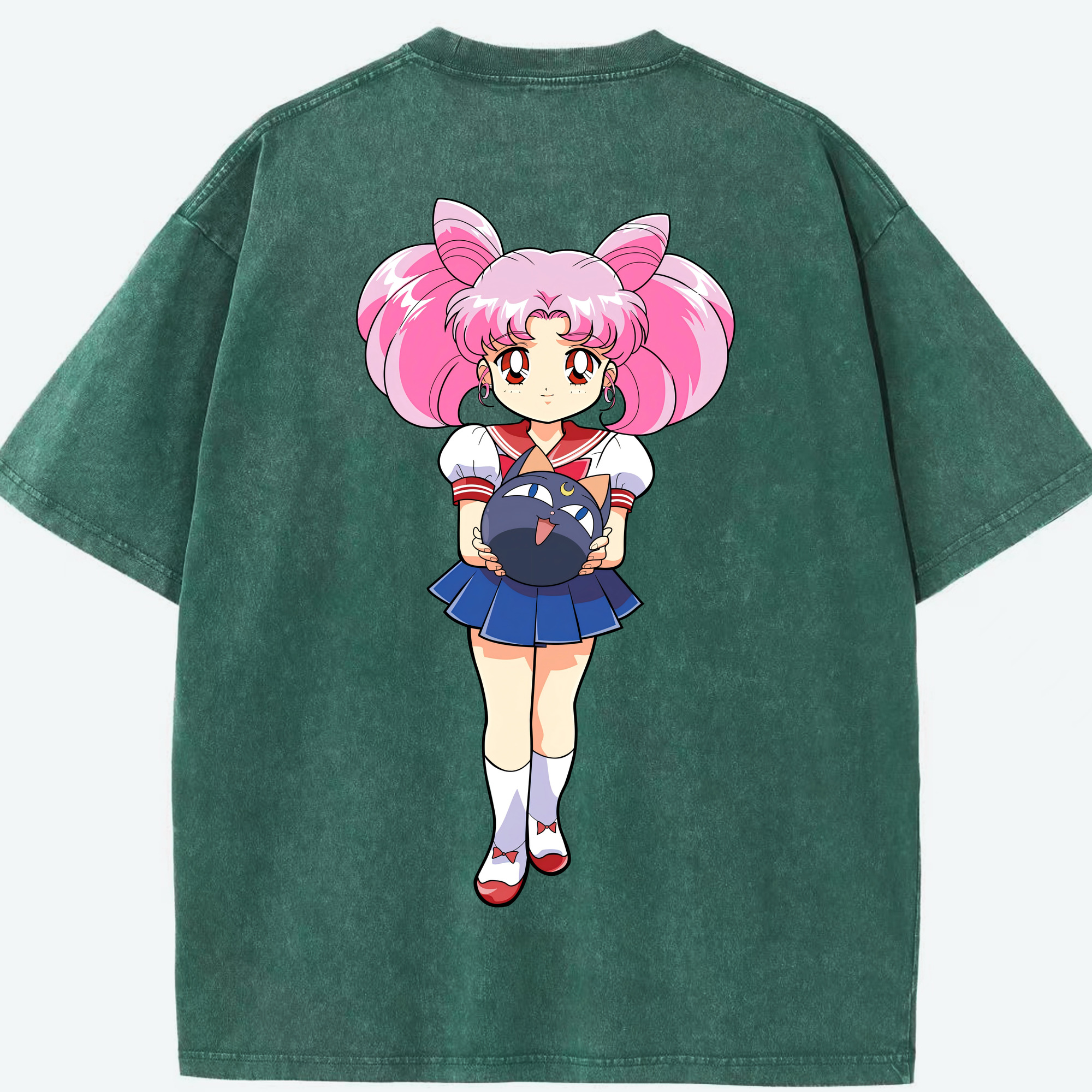 （画像用） 美少女戦士セーラームーン ちびうさ Sailor Moon Chibiusa Tsukino Usagi Small Lady Serenity 綿100% ヴィンテージ風 半袖Tシャツ（背面プリント）